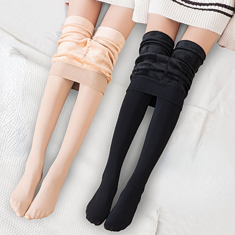 Plush Lined High Waist Footed Pantyhose Women's Stockings