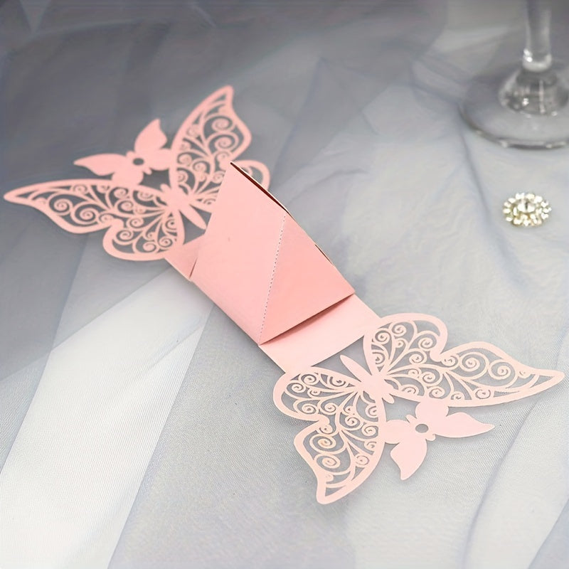 5pcs Wedding Laser Hollow Candy Box Pink Chocolate Packaging Box