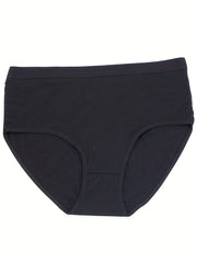 4 Pack Women's Plus Solid Mid Waisted Comfy & Breathable Panty Set