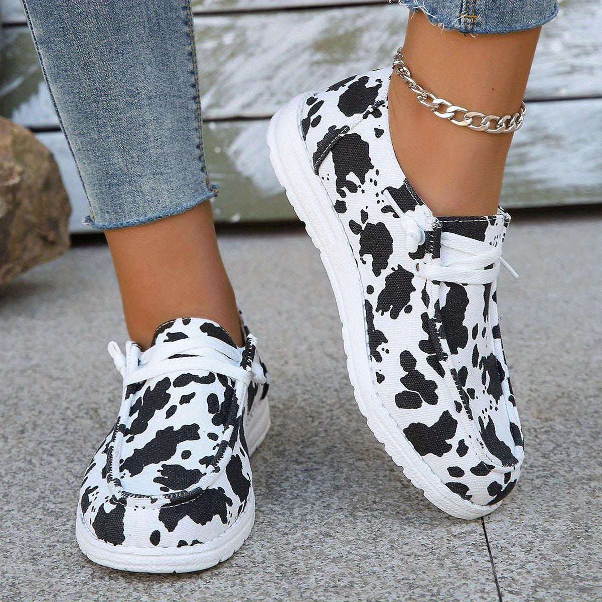Women's Canvas Slip-On Lace Up Shoes