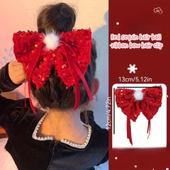 Red Velvet Bow Hair Clip Pentagram Ribbon Hairpin