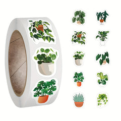 500pcs Green Plant Stickers Roll for Laptop Water Bottles Phone