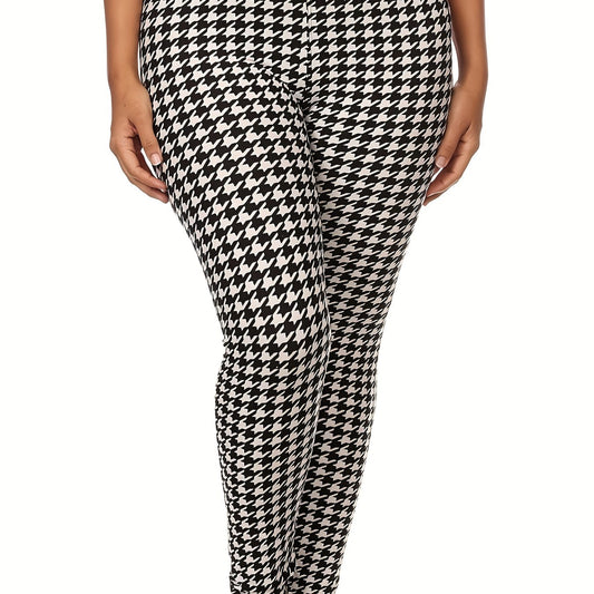 Houndstooth Print High Rise Leggings