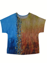 Colorblock Short Sleeve Round Neck T-shirt