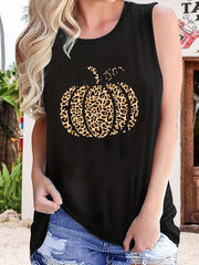 Leopard Pumpkin Print Tank Top Summer Sleeveless Top Women's Clothing