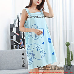 Cartoon Printed Bathrobe Quick Drying Spa Wrap Towel with Thick Straps