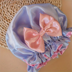 Girls Bow Sleep Bonnet Hat for Long Hair