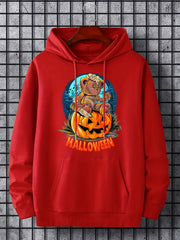 Men's Halloween Bear Graphic Hoodie Slightly Stretch Sweatshirt