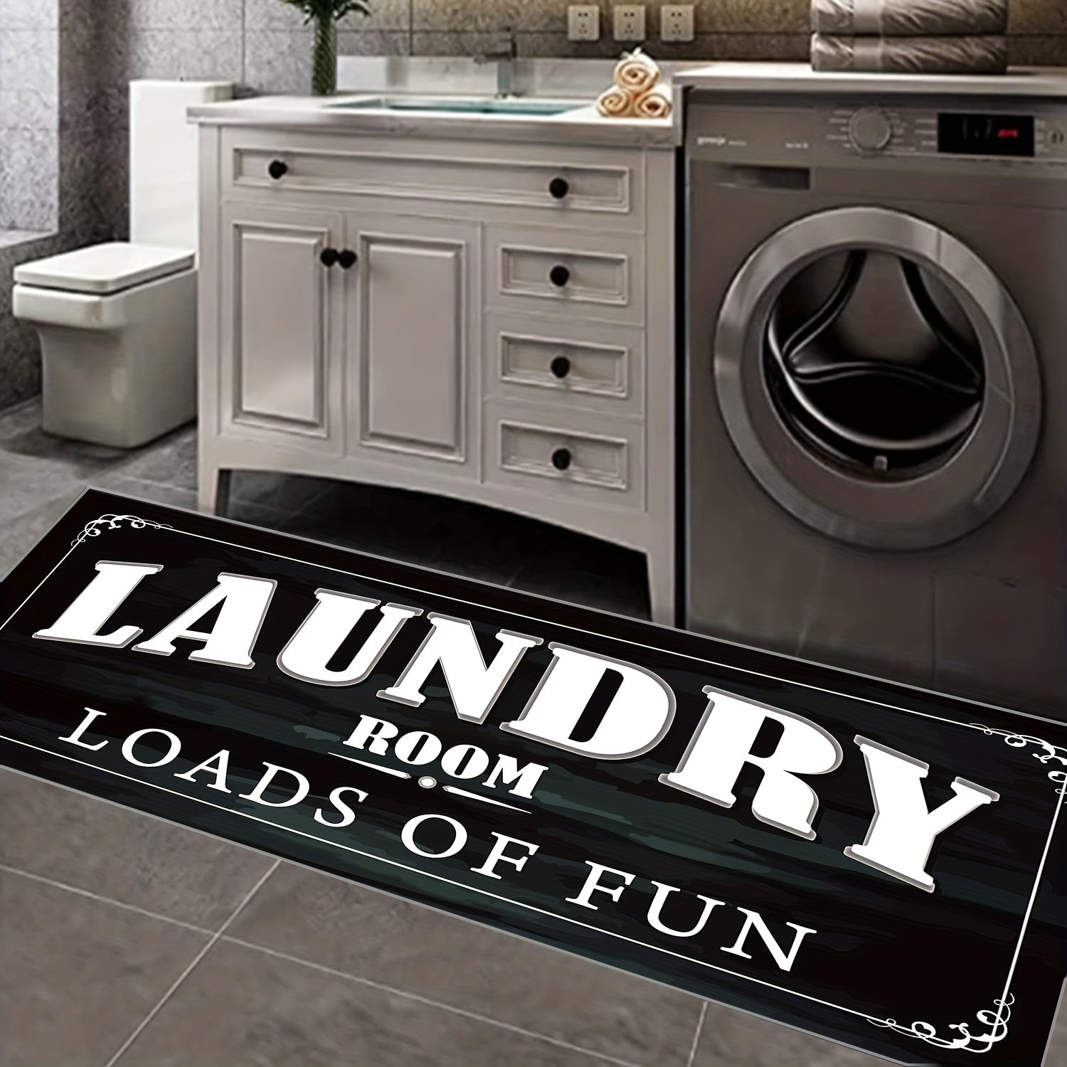 Farmhouse Laundry Room Rug Bathroom Decor Mat