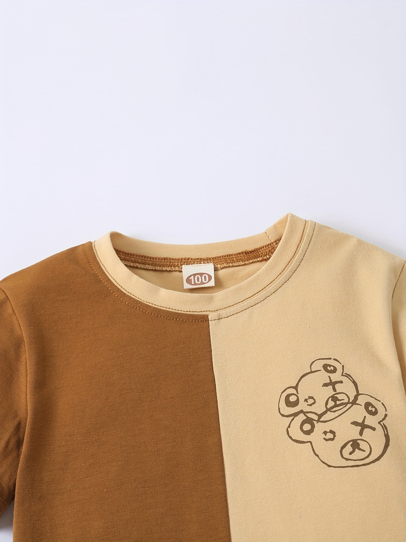 Boys Casual Bear Graphic T Shirt & Shorts Set for Summer