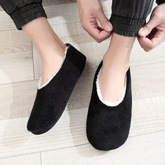 Cozy Plush House Slippers Men Winter Shoes Anti-Skid Indoor Slip-On