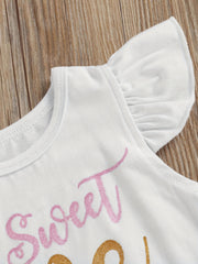 2pcs Baby Girls Fly Sleeve Onesie & Mesh Skirt Set