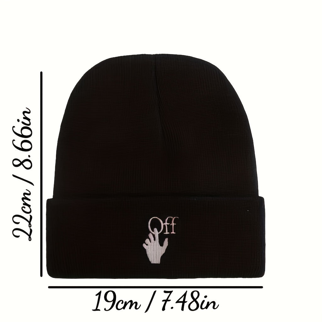 Gesture Letter Embroidery Knitted Beanie Hat Street Autumn Winter Hat