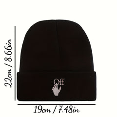 Gesture Letter Embroidery Knitted Beanie Hat Street Autumn Winter Hat