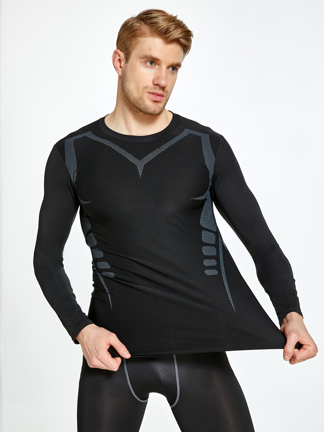 Men's Compression Long Sleeve Sports Shirt for Basketball Football Running