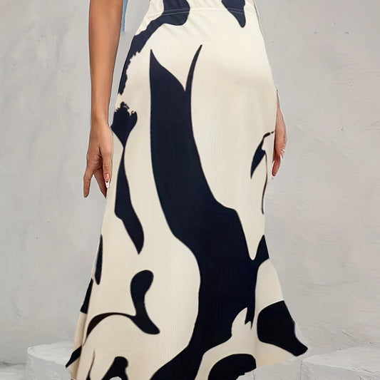 Graphic Print Elastic Waist Skirt Bodycon Skirt Spring & Summer