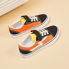 Kids Canvas Skate Shoes Hook Loop Fastener Casual Comfy Platform Sneakers
