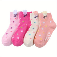 3 Pairs Anti skid Socks For Girls Cartoon Rabbit Socks For Baby