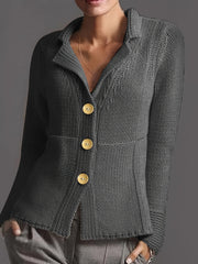 Casual Cardigan Women's Plus Solid Button Up Long Sleeve