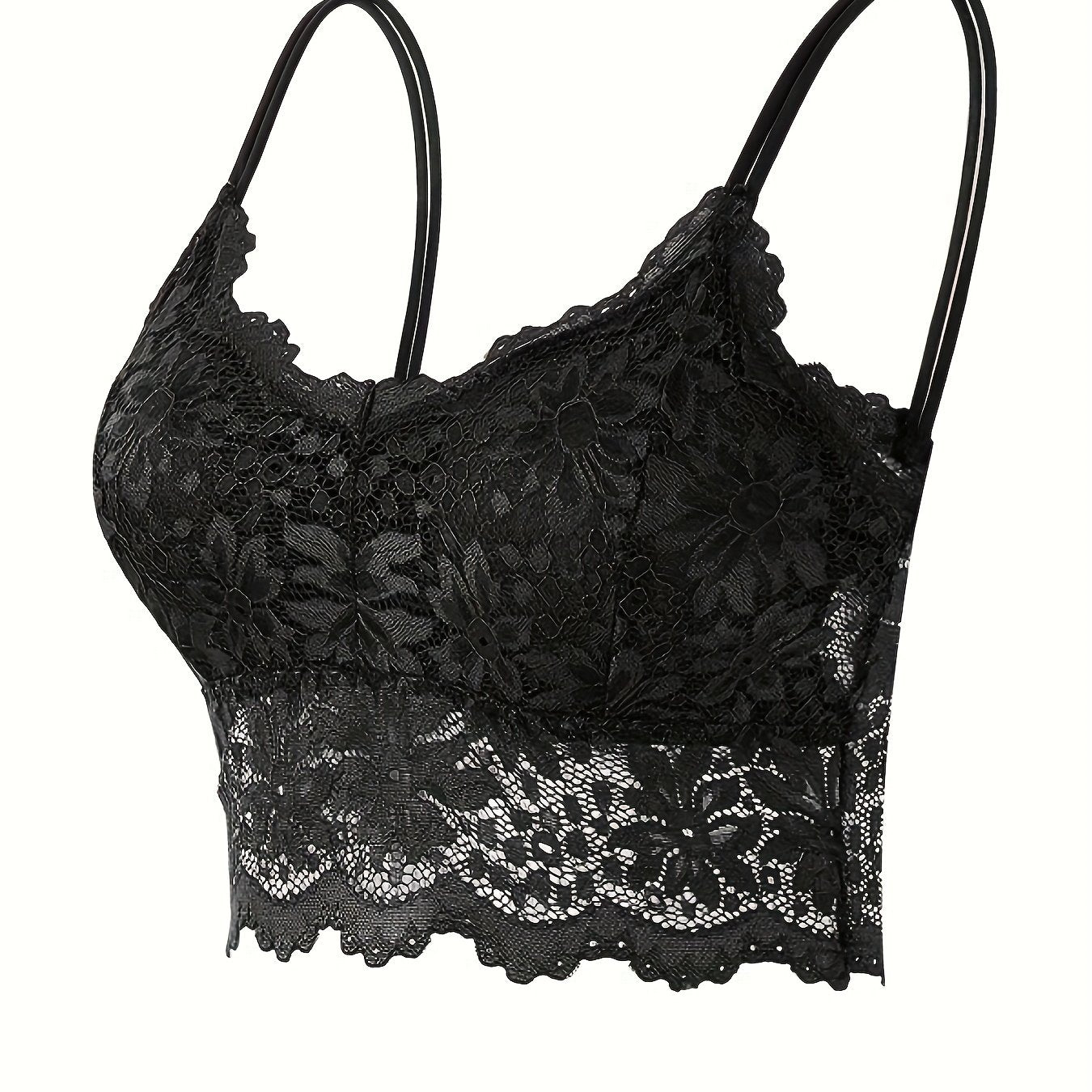 Floral Lace Wireless Bra Double Straps