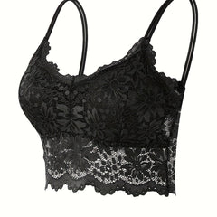 Floral Lace Wireless Bra Double Straps