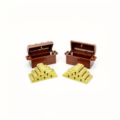 Treasure Chest Toy with Golden Coins, Bricks, Dollar Bills, Gemstones