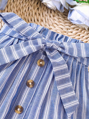 Toddler Girls Stripes Graphic Cotton Belted Skirt