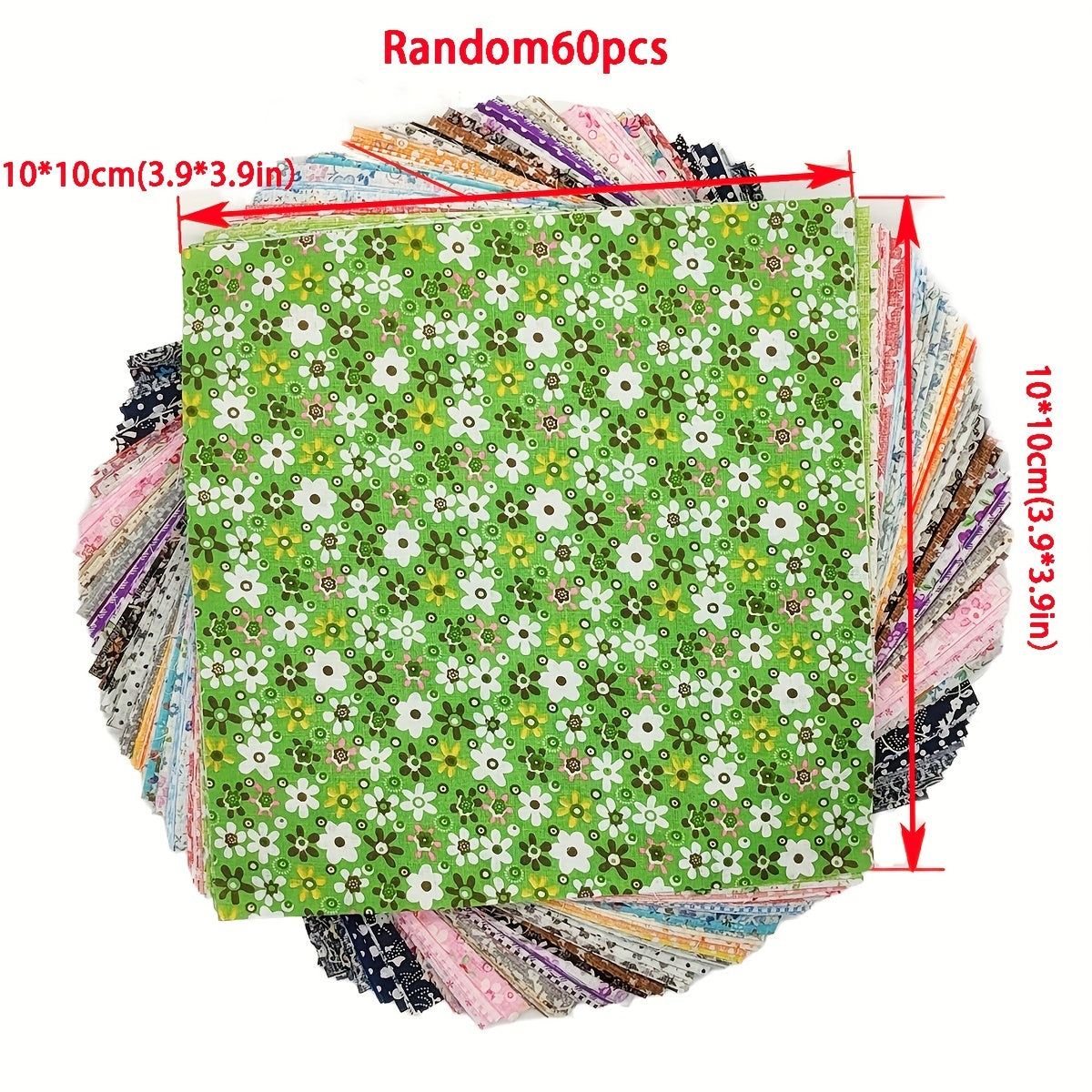 60pcs DIY Patchwork Fabric Flowers Precut Squares Sewing Quilting