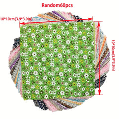 60pcs DIY Patchwork Fabric Flowers Precut Squares Sewing Quilting