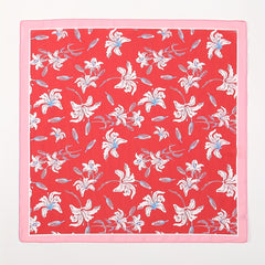 Red Flower Print Bandana Classic Square Scarf Neckerchief Hair Wrap