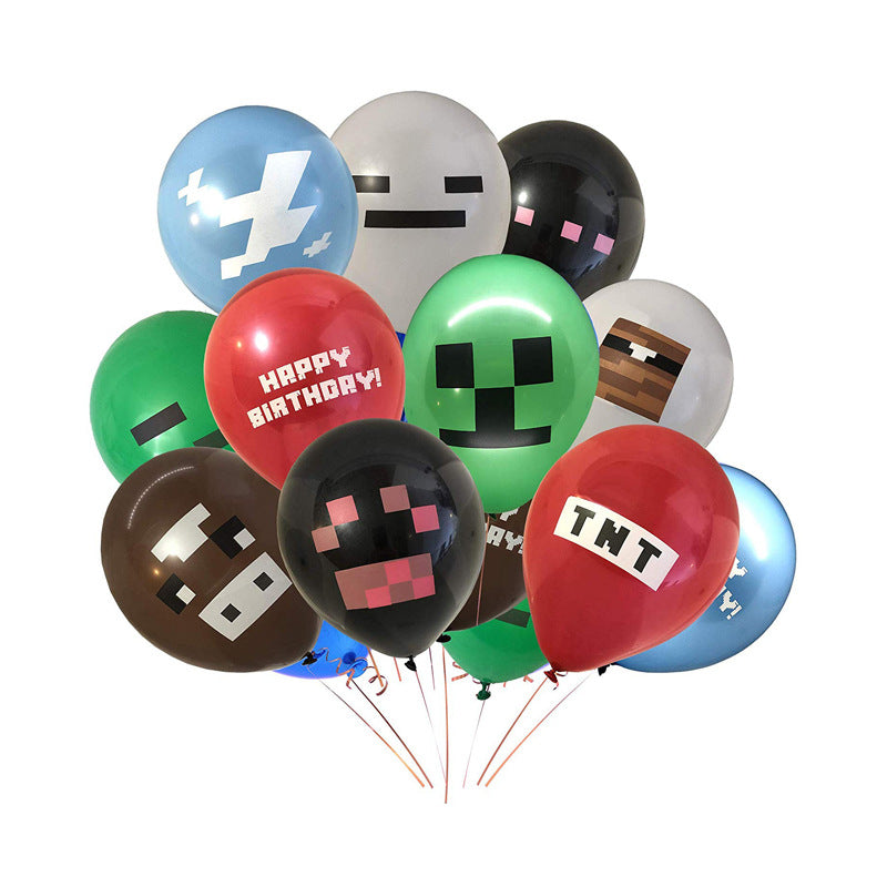 24pcs Pixel Theme Balloons Gamer Birthday Party Supplies