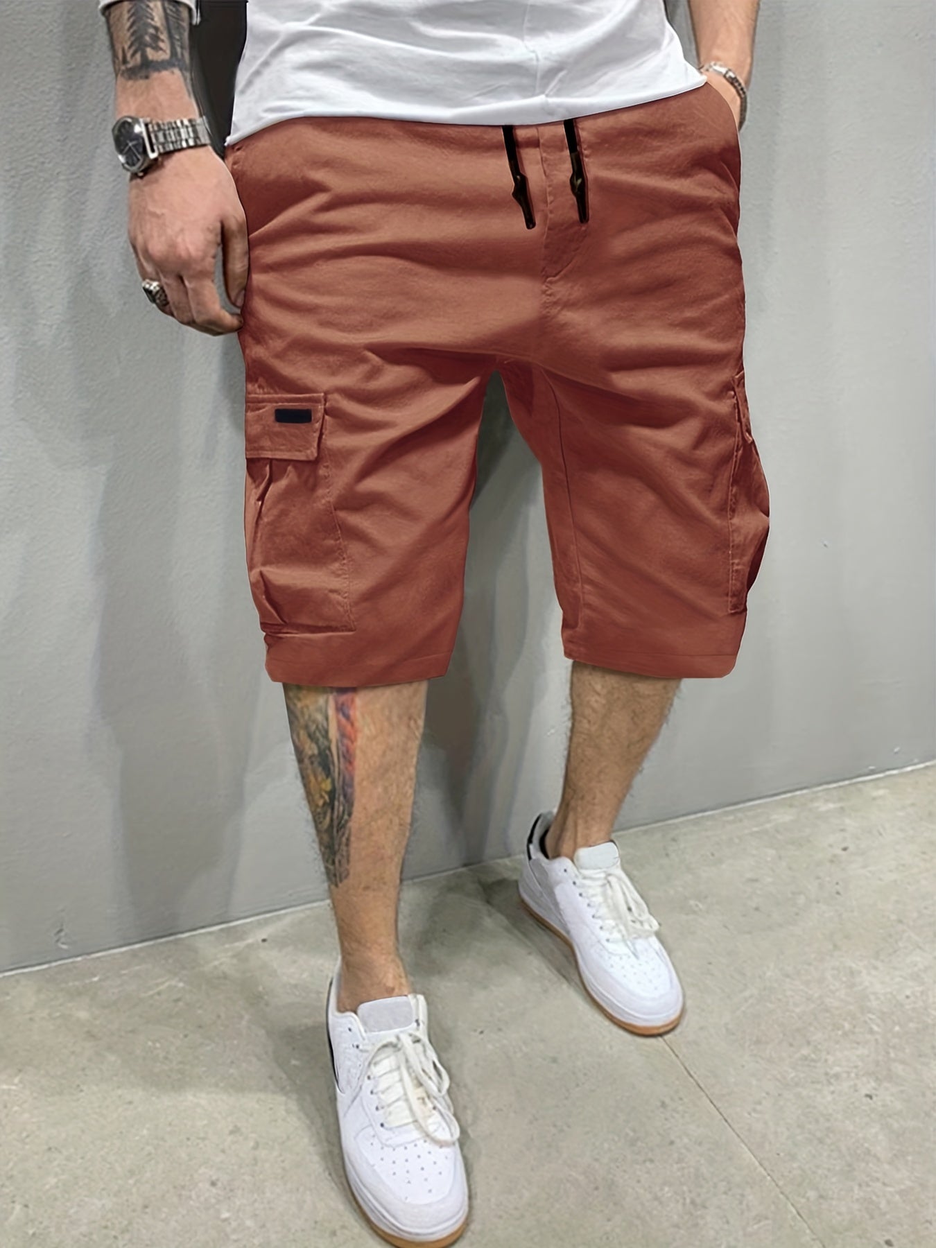 Men's Breathable Cargo Short Pants with Flap Pocket for Hiking Fishing