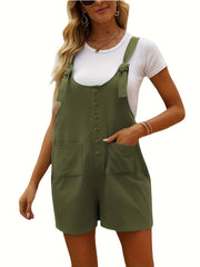 Tie Strap Overall Jumpsuit Casual Button Overall Jumpsuit