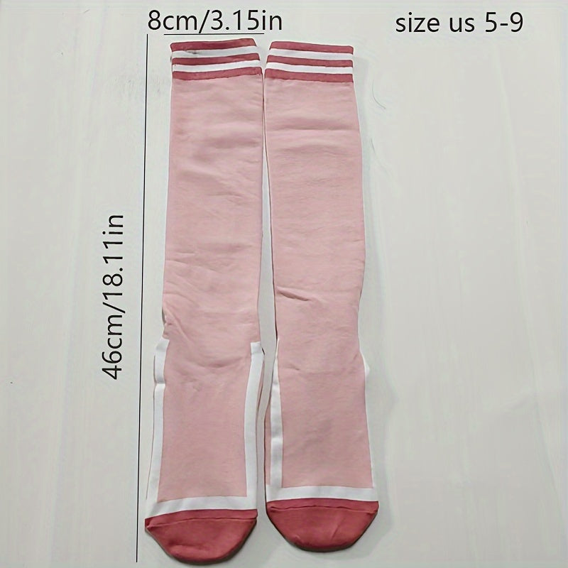 Yoga Socks Striped Grips Athletic Socks Non-slip Knee High