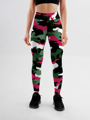 Camo Print Block Leggings High Waist Yoga Fitness Gym Sports Pants