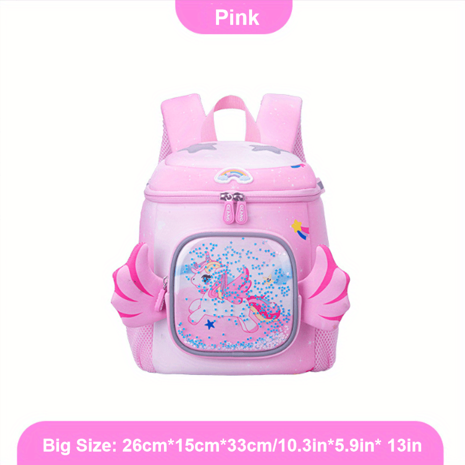 Cartoon Unicorn Backpack Kindergarten School Bag Pink Purple Girls