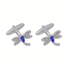 Crystal Micro inlaid Dragonfly Cufflinks & Sleeve Studs Set