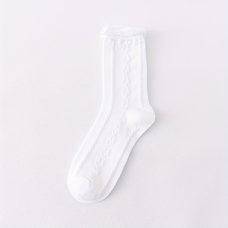 2 Pairs Girls Kids Versatile Socks Casual Crew Socks For Autumn Winter