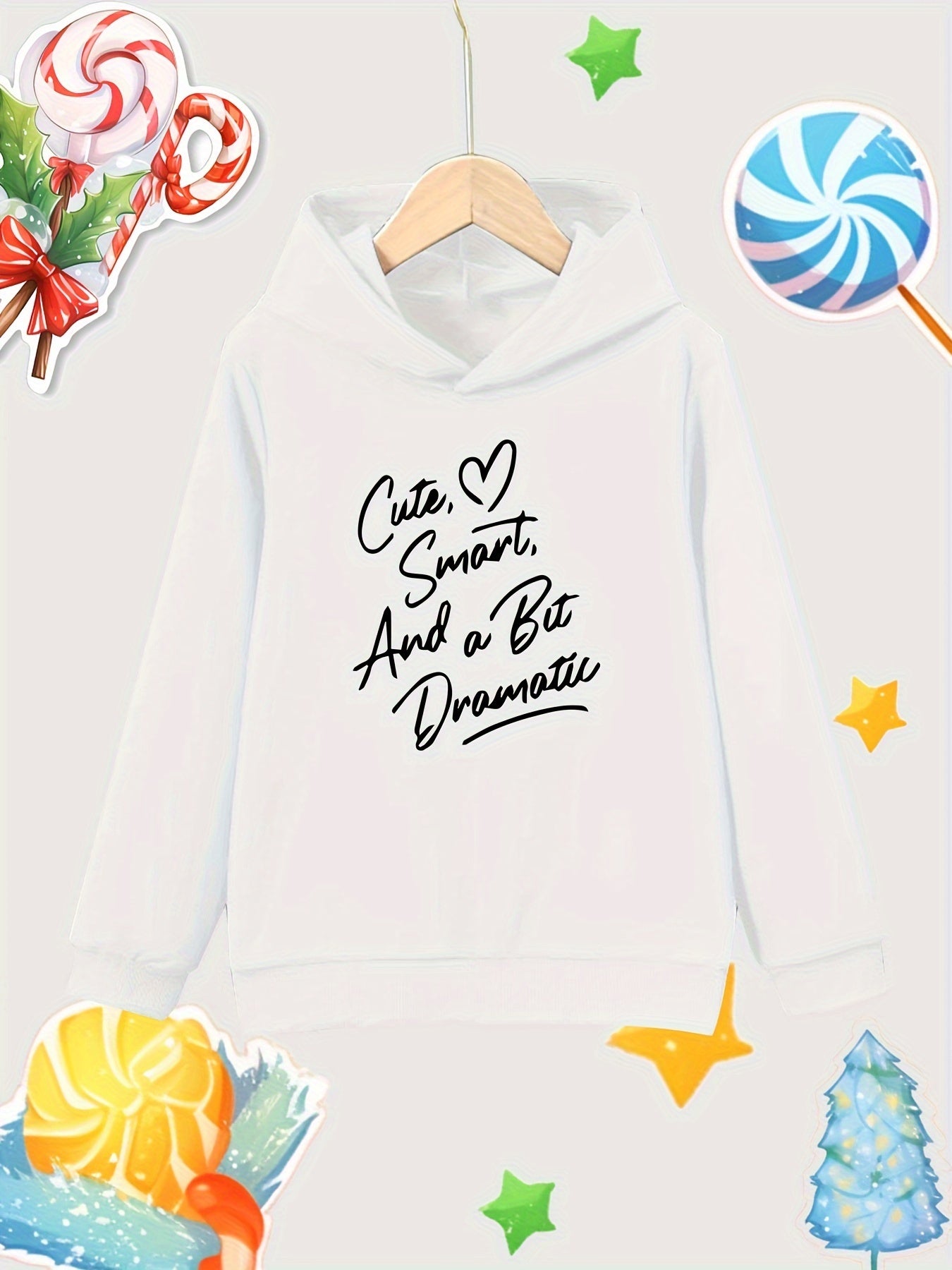 Dramatic Print Girls Cotton Pullover Hooded Sweatshirt