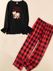 Teddy Bear Print Tee & Plaid Pants Pajama Set