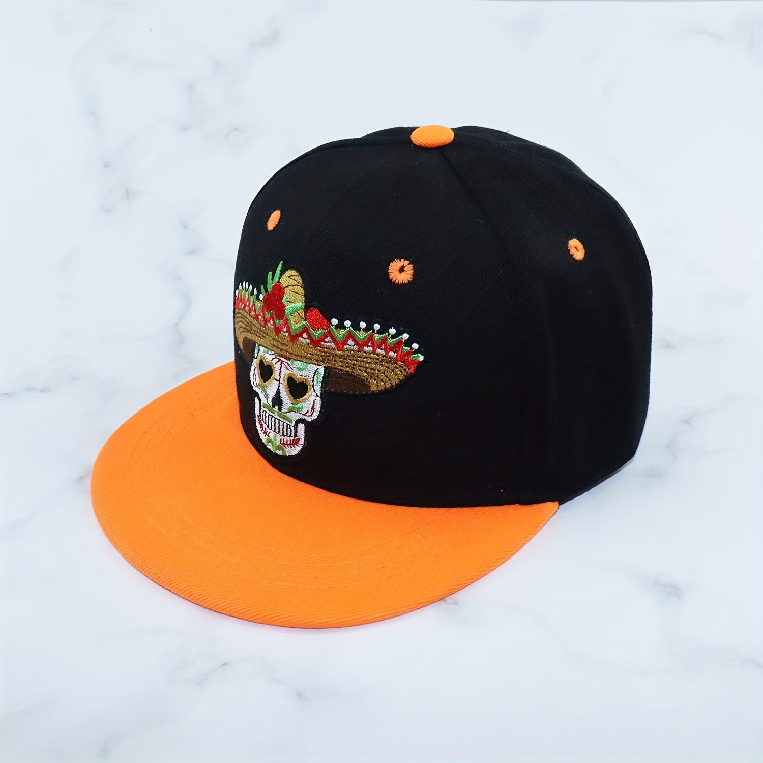 Hip Hop Skull Embroidery Snapback Hat Unisex Baseball Cap