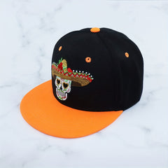 Hip Hop Skull Embroidery Snapback Hat Unisex Baseball Cap