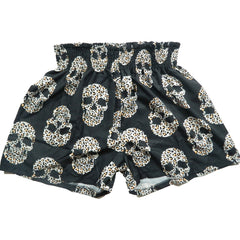 Leopard Skull Print Smocked Waist Shorts Casual Shorts