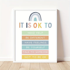 Boho Rainbow Wall Decor Self Esteem Affirmation Poster