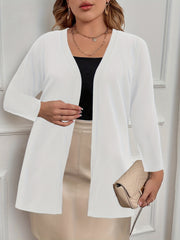 Casual Cardigan Women's Plus Solid Long Sleeve Open Front