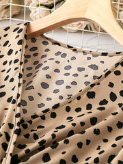 Leopard Print Lantern Sleeve Dress With Belt