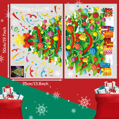 Christmas Window Clings Merry Christmas Tree Gift Pattern Decals
