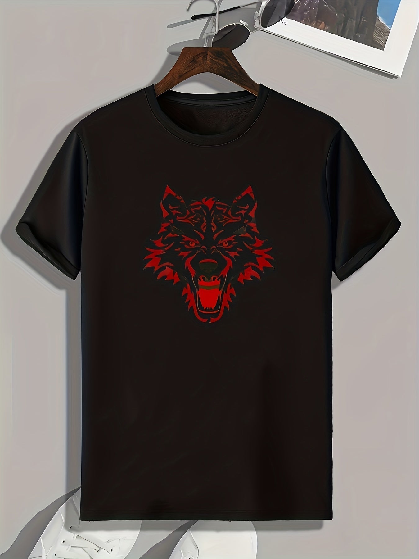 Wolf Print Men's Graphic T shirt for Summer