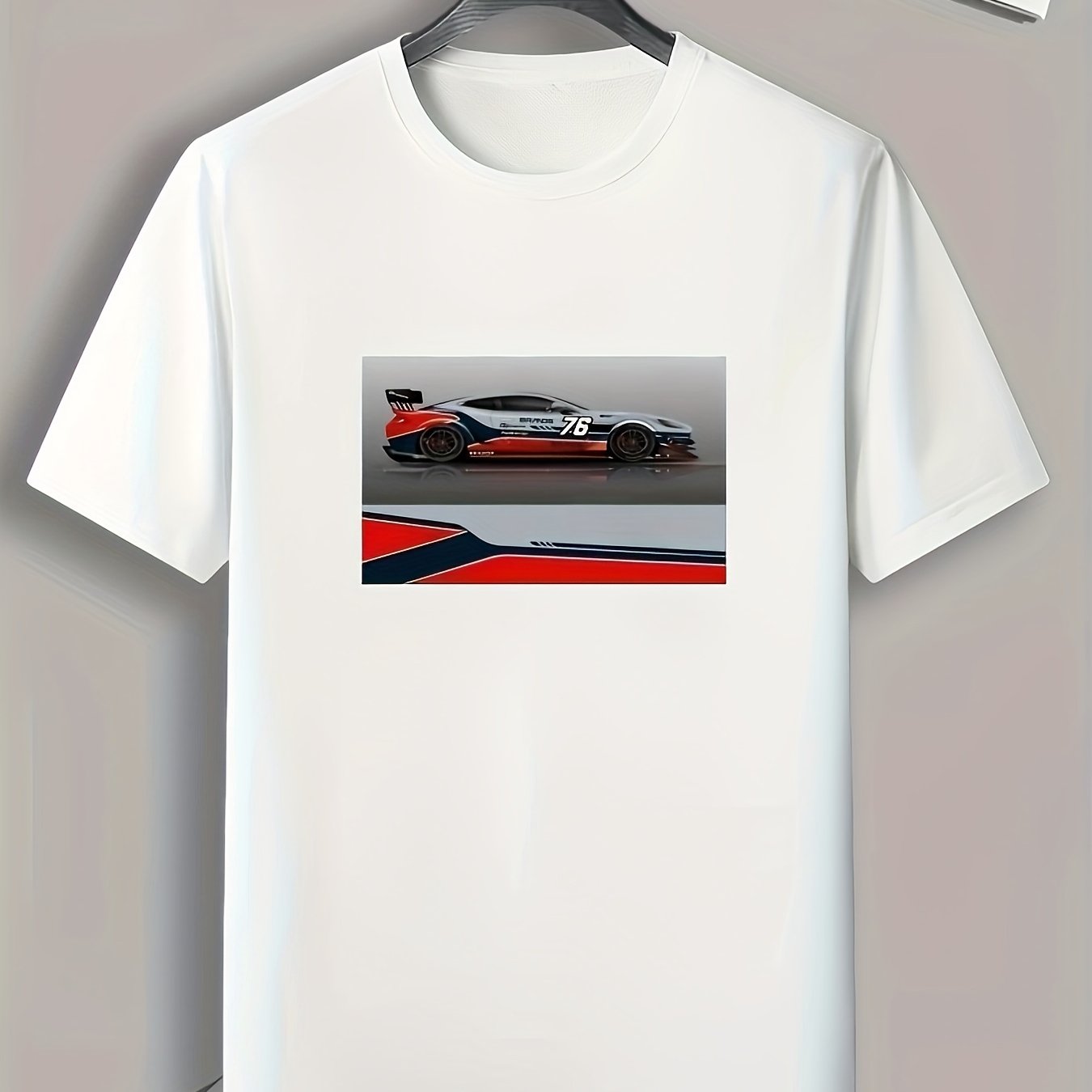Race Car Print Men's Comfy T shirt Active Stretch Breathable Tee