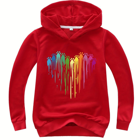 Kids Hoodie with Paws and Heart Print for Boys Girls Toddlers